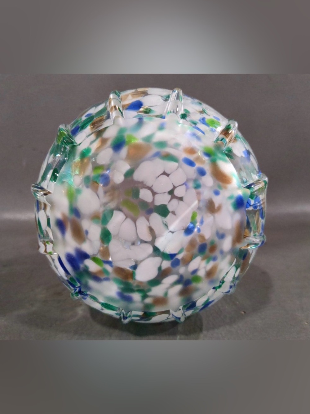 Murano Italy Confetti Ruffled Art Glass Hand Blown Mid Century Vase NWOT - Picture 6 of 7